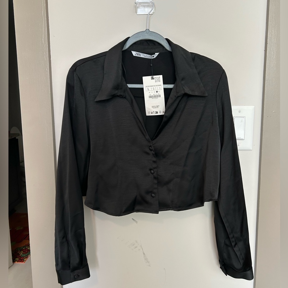 Satin cropped Zara shirt